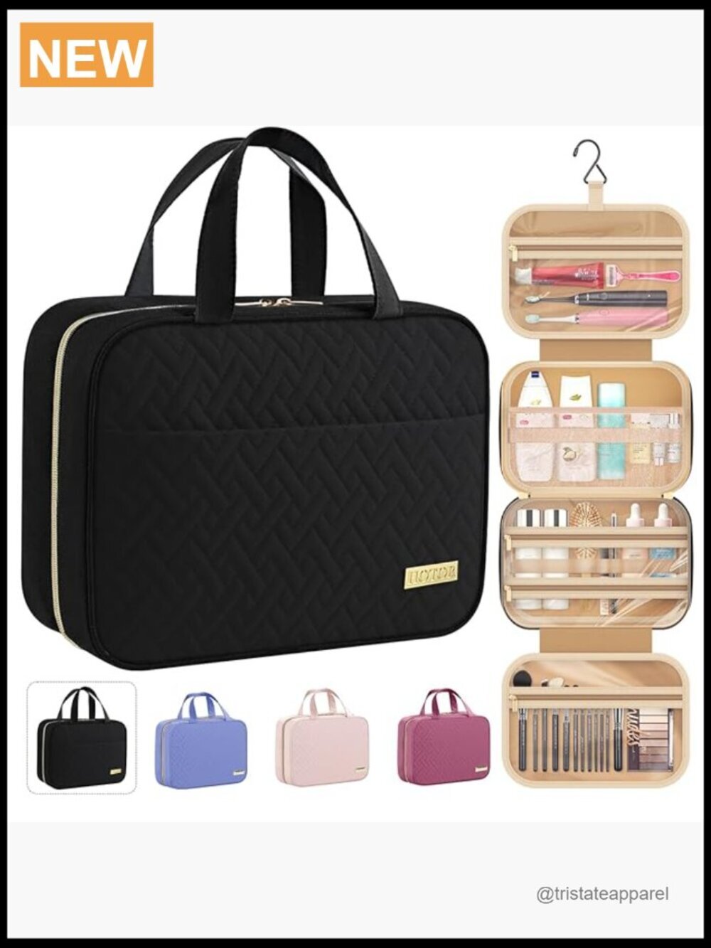 Hanging Toiletry Bag with Compartments - Waterproof Travel Makeup Organizer